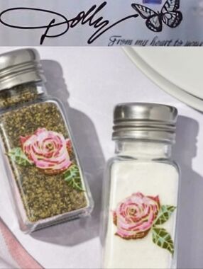 Dolly Parton Floral Rose Mosaic Salt & Pepper Shakers